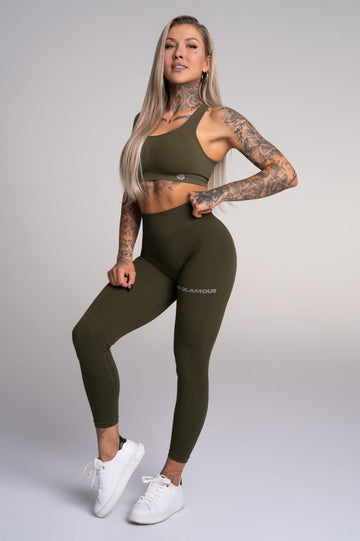 Seamless khaki push up leggings