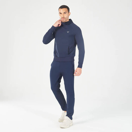 STATEMENT RIBBED HOODIE - NAVY