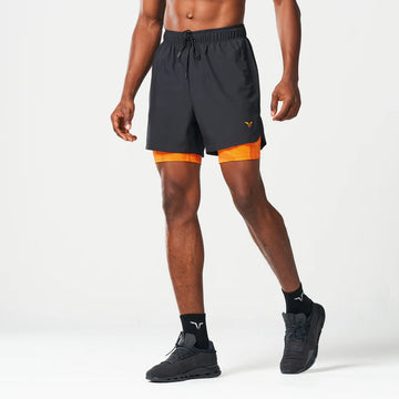 Limitless 2-in-1 7" Shorts Black / Persimmon Orange Print