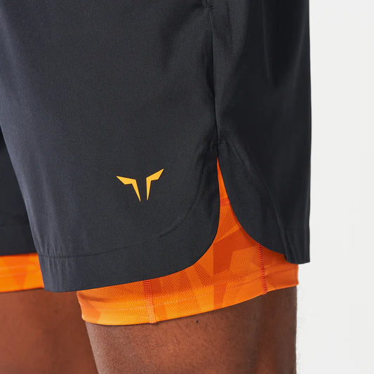 Limitless 2-in-1 7" Shorts Black / Persimmon Orange Print