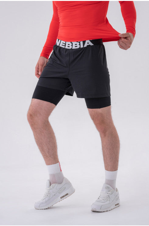 Nebbia Double-Layer Shorts with Smart Pockets