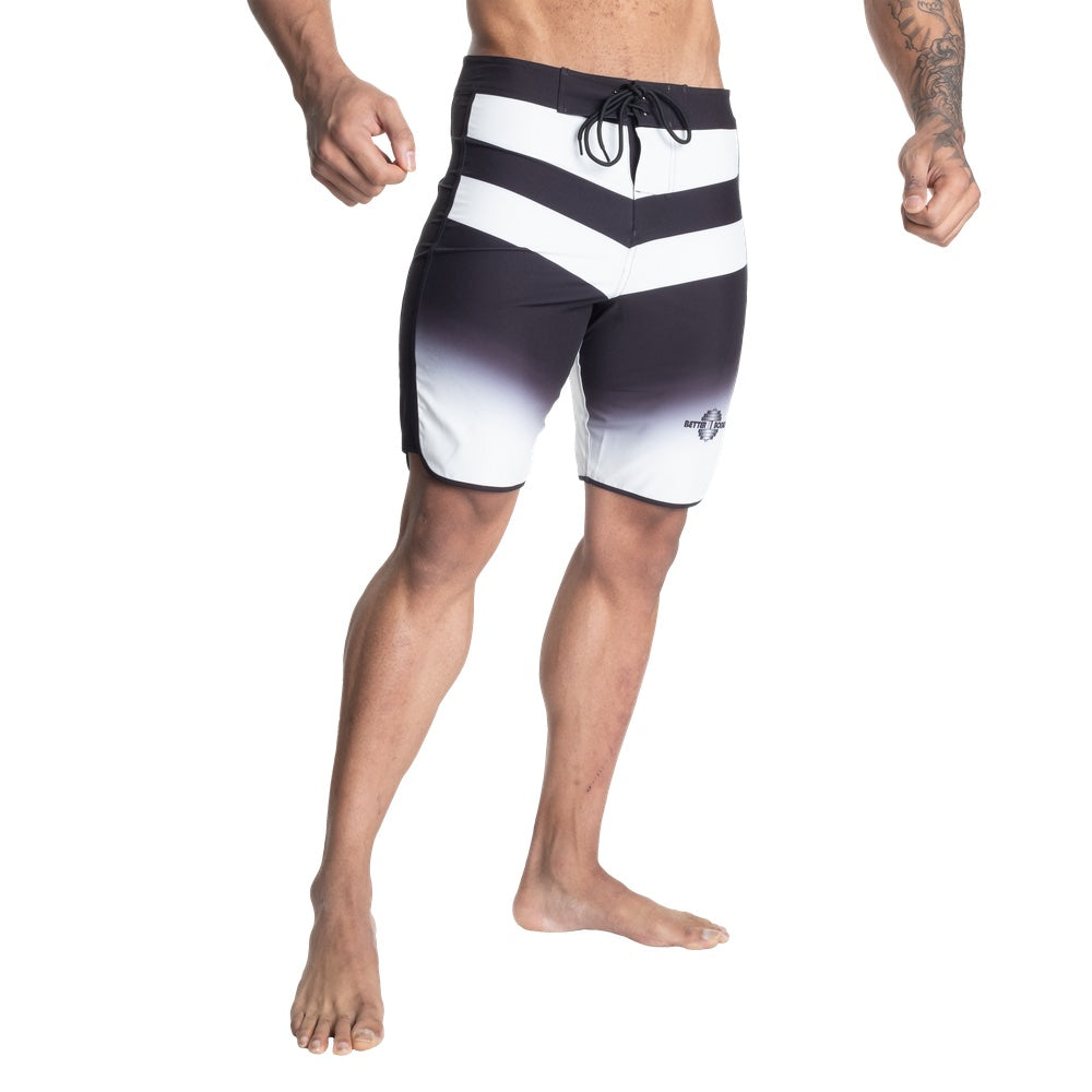 Tapered Board Shorts (Black/White)