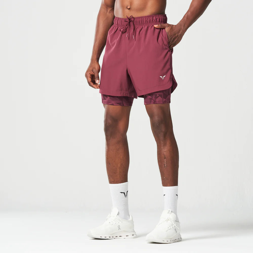 Limitless 2-in-1 7" Shorts Burgundy / Burgundy Print